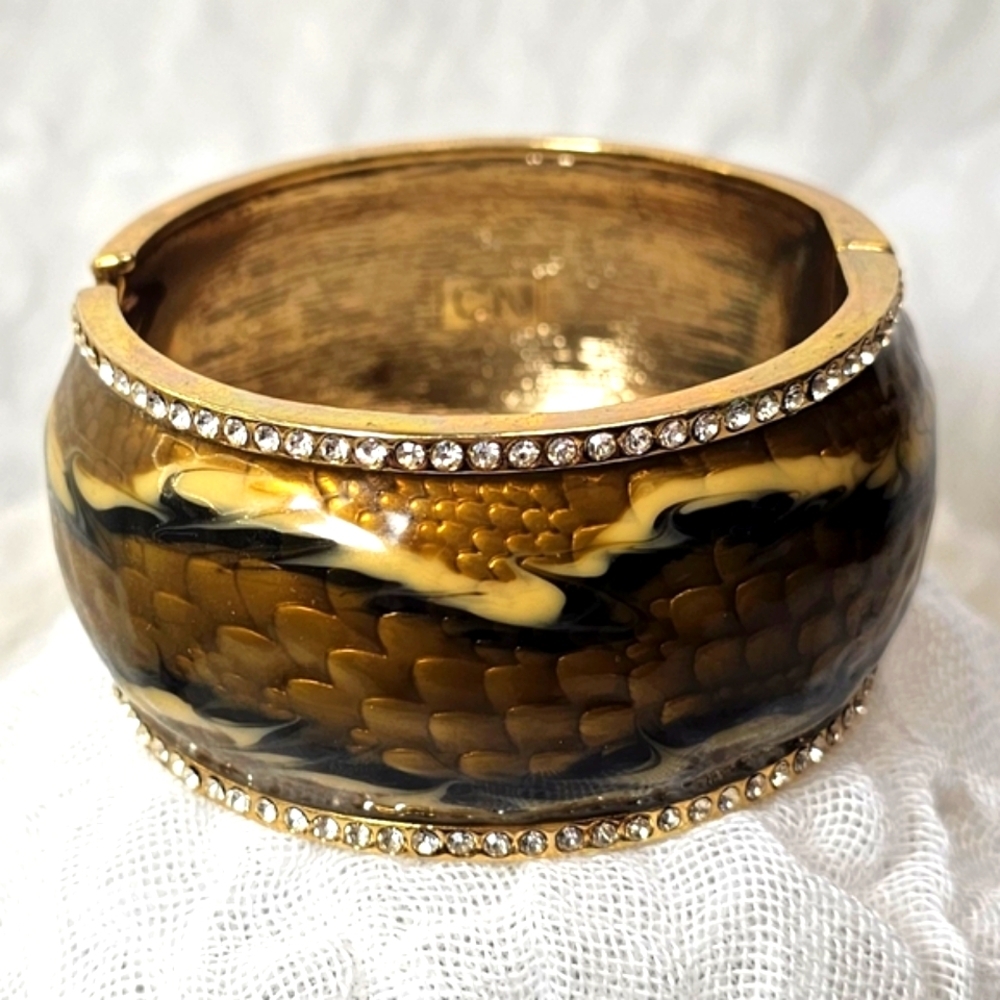 Wide dragon tail scales or Snakeskin Pattern Design  Clamper Bracelet br…